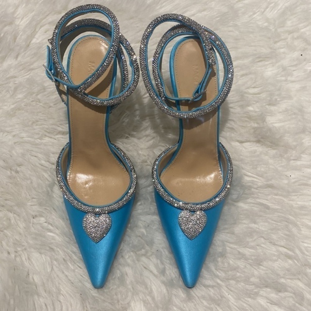 Mach & Mach Heart crystal embellished satin pumps size 36.5EU - Picture 3 of 15